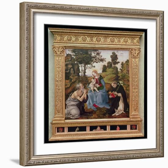 Virgin and Child with St. Jerome and St. Dominic (Oil and Tempera on Panel)-Filippino Lippi-Framed Giclee Print