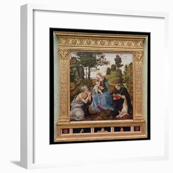 Virgin and Child with St. Jerome and St. Dominic (Oil and Tempera on Panel)-Filippino Lippi-Framed Giclee Print