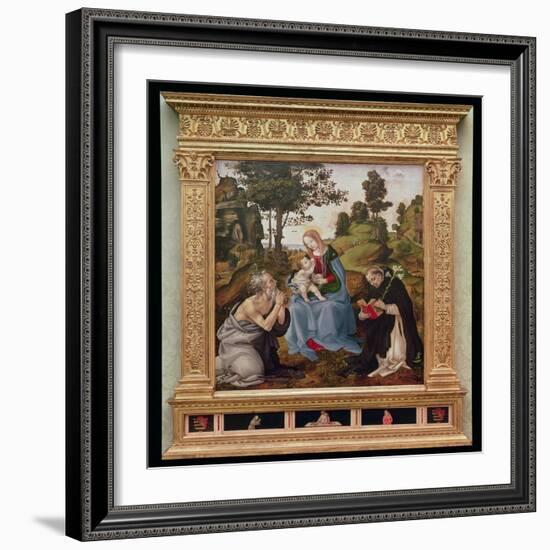 Virgin and Child with St. Jerome and St. Dominic (Oil and Tempera on Panel)-Filippino Lippi-Framed Giclee Print