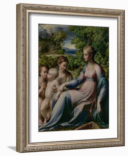 Virgin and Child with St. John the Baptist and Mary Magdalene, 1535-40-Parmigianino-Framed Giclee Print