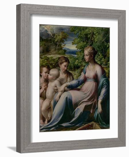 Virgin and Child with St. John the Baptist and Mary Magdalene, 1535-40-Parmigianino-Framed Giclee Print