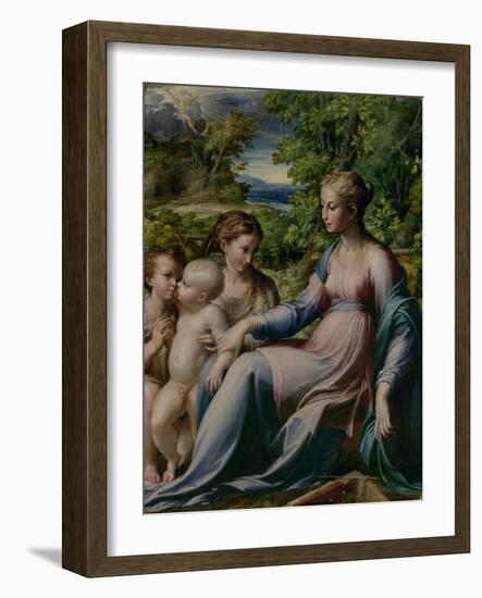 Virgin and Child with St. John the Baptist and Mary Magdalene, 1535-40-Parmigianino-Framed Giclee Print