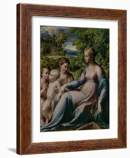 Virgin and Child with St. John the Baptist and Mary Magdalene, 1535-40-Parmigianino-Framed Giclee Print