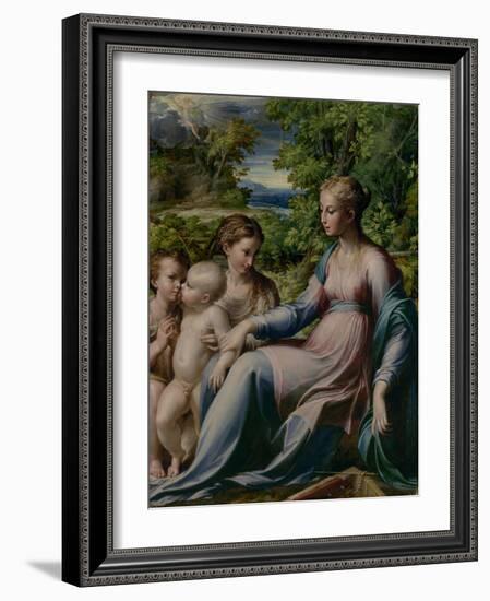 Virgin and Child with St. John the Baptist and Mary Magdalene, 1535-40-Parmigianino-Framed Giclee Print