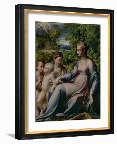 Virgin and Child with St. John the Baptist and Mary Magdalene, 1535-40-Parmigianino-Framed Giclee Print