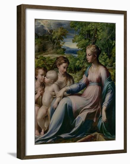 Virgin and Child with St. John the Baptist and Mary Magdalene, 1535-40-Parmigianino-Framed Giclee Print