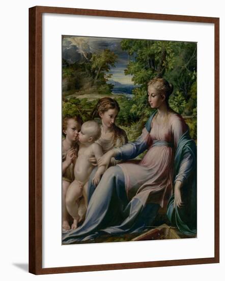 Virgin and Child with St. John the Baptist and Mary Magdalene, 1535-40-Parmigianino-Framed Giclee Print