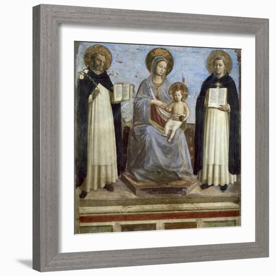 Virgin and Child with Sts. Dominic and Thomas Aquinas-Fra Angelico-Framed Art Print