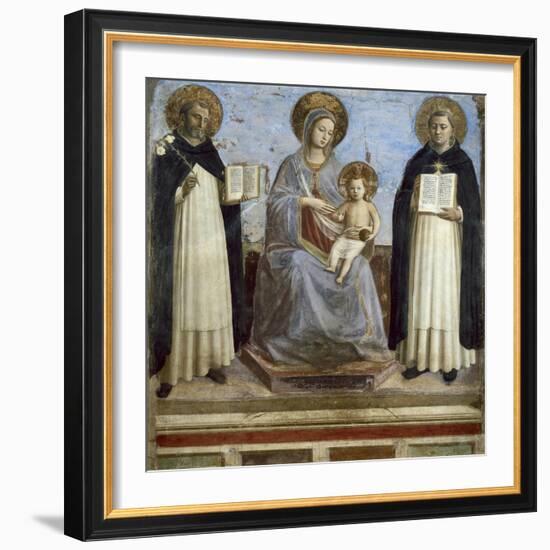 Virgin and Child with Sts. Dominic and Thomas Aquinas-Fra Angelico-Framed Art Print