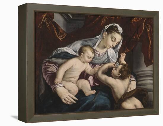 Virgin and Child with the Young Saint John the Baptist, 1560/65-Jacopo Bassano-Framed Premier Image Canvas