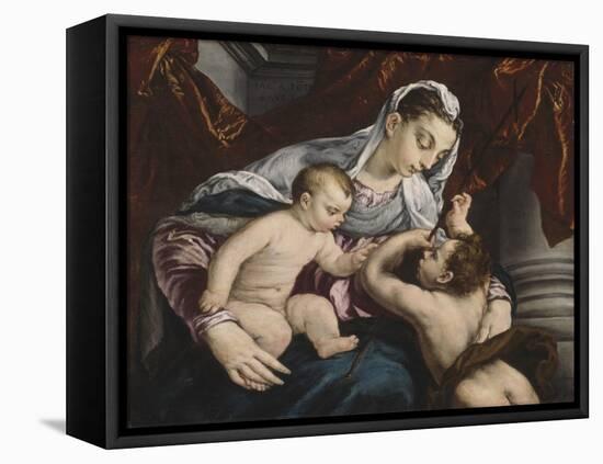 Virgin and Child with the Young Saint John the Baptist, 1560/65-Jacopo Bassano-Framed Premier Image Canvas