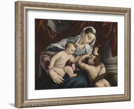 Virgin and Child with the Young Saint John the Baptist, 1560/65-Jacopo Bassano-Framed Giclee Print