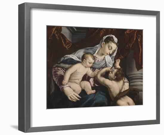 Virgin and Child with the Young Saint John the Baptist, 1560/65-Jacopo Bassano-Framed Giclee Print