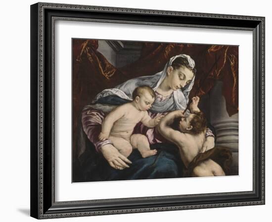 Virgin and Child with the Young Saint John the Baptist, 1560/65-Jacopo Bassano-Framed Giclee Print