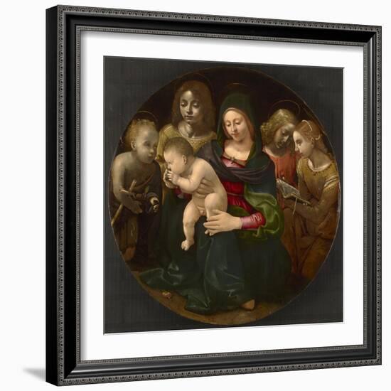 Virgin and Child with the Young Saint John the Baptist, Saint Cecilia, and Angels, C.1505-Piero di Cosimo-Framed Giclee Print