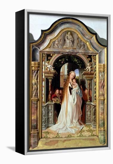 Virgin and Child with Three Angels, Central Panel of a Triptych, circa 1509-Quentin Metsys-Framed Premier Image Canvas