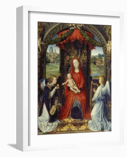 Virgin and Child with Two Angels-Hans Memling-Framed Giclee Print