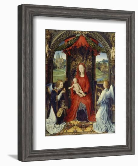 Virgin and Child with Two Angels-Hans Memling-Framed Giclee Print