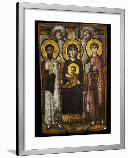 Virgin and Child with Two Saints, Byzantine Icon-null-Framed Giclee Print