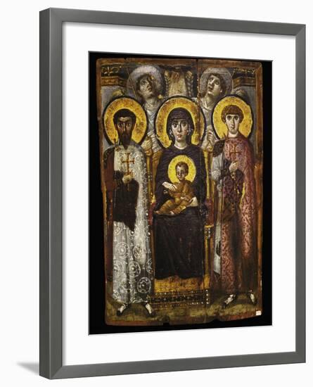 Virgin and Child with Two Saints, Byzantine Icon-null-Framed Giclee Print