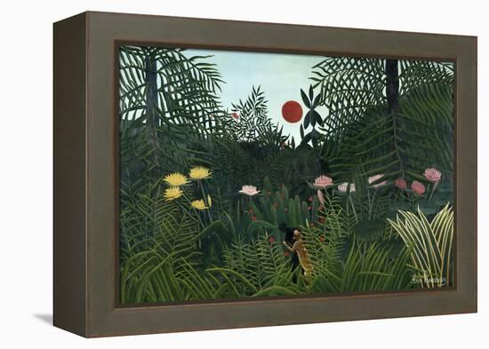 Virgin Forest with Setting Sun, C. 1910-Henri Rousseau-Framed Premier Image Canvas