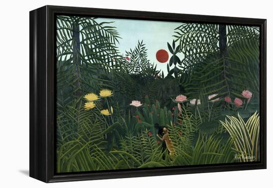 Virgin Forest with Setting Sun, C. 1910-Henri Rousseau-Framed Premier Image Canvas