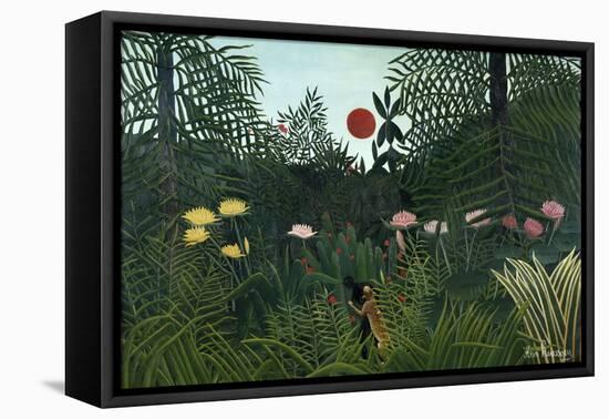 Virgin Forest with Setting Sun, C. 1910-Henri Rousseau-Framed Premier Image Canvas