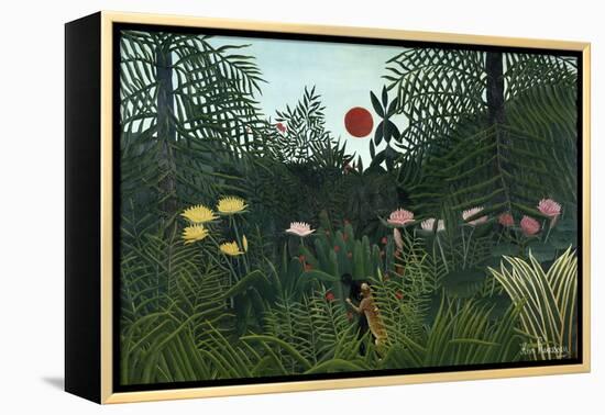 Virgin Forest with Setting Sun, C. 1910-Henri Rousseau-Framed Premier Image Canvas