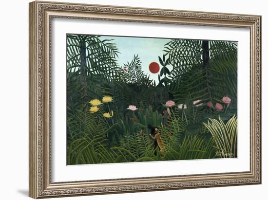 Virgin Forest with Setting Sun, C. 1910-Henri Rousseau-Framed Giclee Print