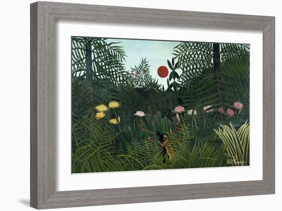 Virgin Forest with Setting Sun, C. 1910-Henri Rousseau-Framed Giclee Print