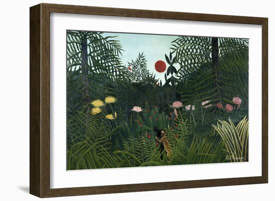 Virgin Forest with Setting Sun, C. 1910-Henri Rousseau-Framed Giclee Print