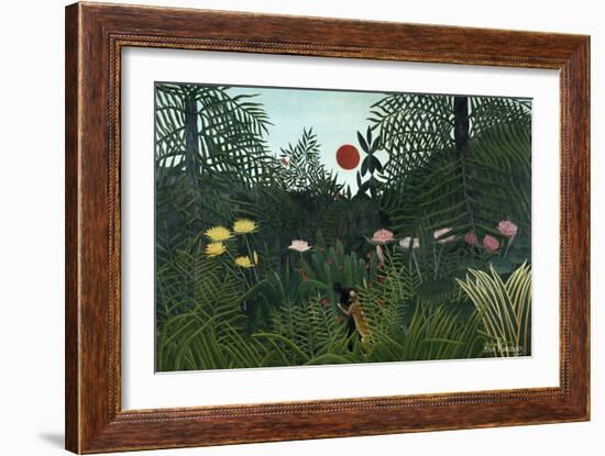 Virgin Forest with Setting Sun, C. 1910-Henri Rousseau-Framed Giclee Print