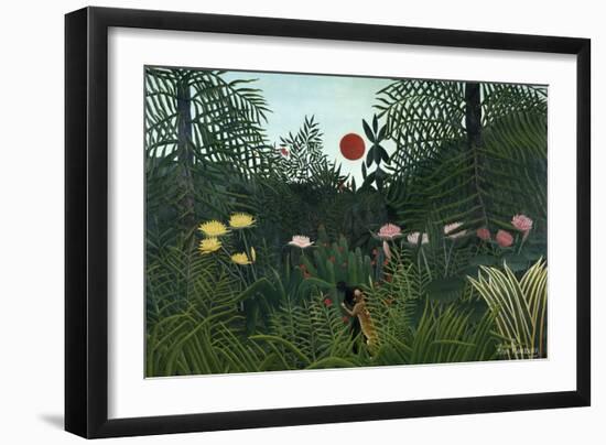 Virgin Forest with Setting Sun, C. 1910-Henri Rousseau-Framed Giclee Print