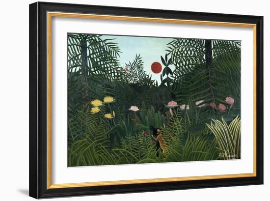 Virgin Forest with Setting Sun, C. 1910-Henri Rousseau-Framed Giclee Print