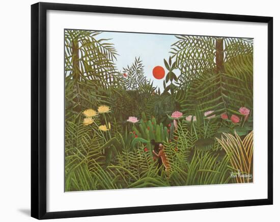 Virgin Forest with Sunset, c.1909-Henri Rousseau-Framed Art Print