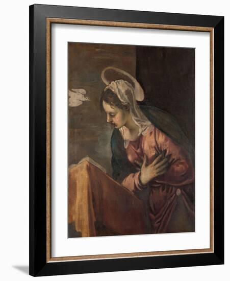 Virgin from the Annunciation to the Virgin, 1560-85-Jacopo Robusti Tintoretto-Framed Giclee Print