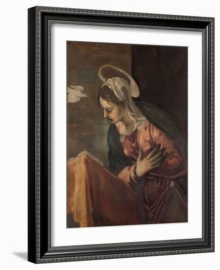 Virgin from the Annunciation to the Virgin, 1560-85-Jacopo Robusti Tintoretto-Framed Giclee Print