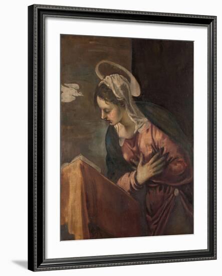 Virgin from the Annunciation to the Virgin, 1560-85-Jacopo Robusti Tintoretto-Framed Giclee Print