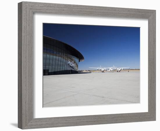 Virgin Galactic's White Knight 2 with Spaceship 2 on the Runway at the Virgin Galactic Gateway Spac-Mark Chivers-Framed Photographic Print