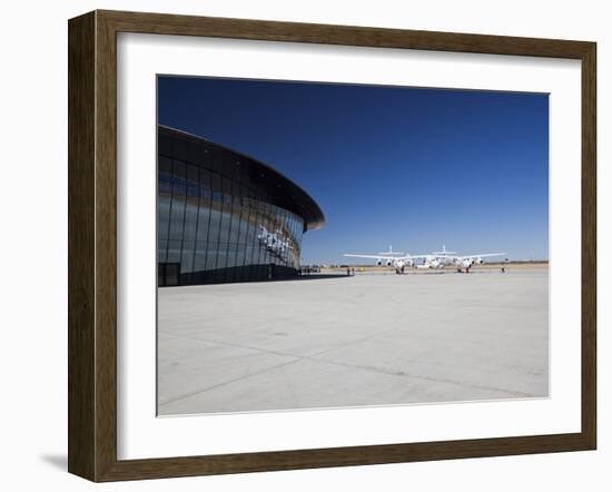 Virgin Galactic's White Knight 2 with Spaceship 2 on the Runway at the Virgin Galactic Gateway Spac-Mark Chivers-Framed Photographic Print