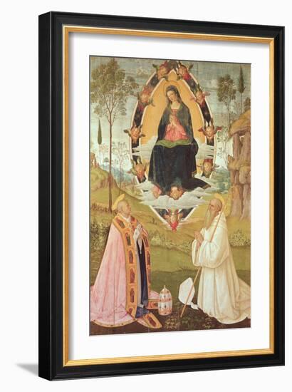 Virgin in Glory with St. Gregory and St. Benedict-Bernardino di Betto Pinturicchio-Framed Giclee Print