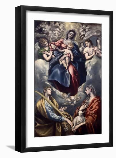 Virgin Mary and Child with St. Agnes and St. Martina, 1597-159-El Greco-Framed Giclee Print