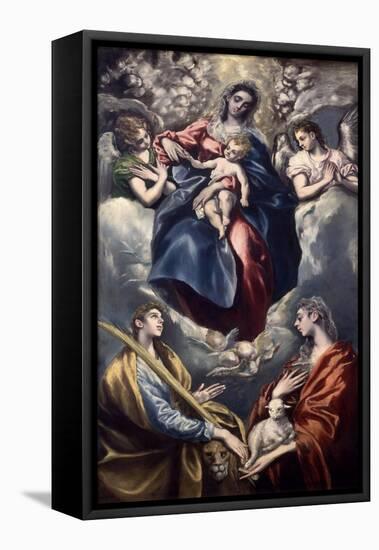 Virgin Mary and Child with St. Agnes and St. Martina, 1597-159-El Greco-Framed Premier Image Canvas