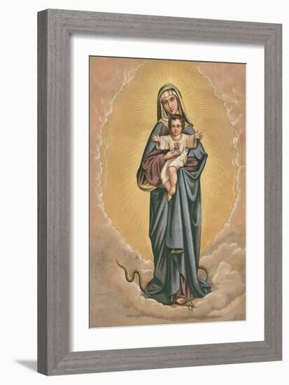 Virgin Mary and Jesus Treading on Snake-null-Framed Art Print