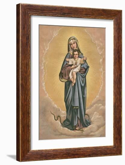 Virgin Mary and Jesus Treading on Snake-null-Framed Art Print