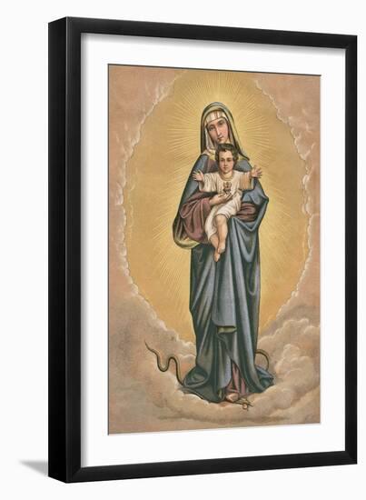 Virgin Mary and Jesus Treading on Snake-null-Framed Art Print