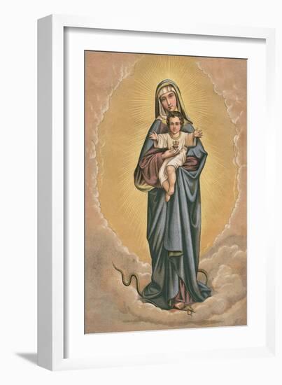 Virgin Mary and Jesus Treading on Snake-null-Framed Art Print