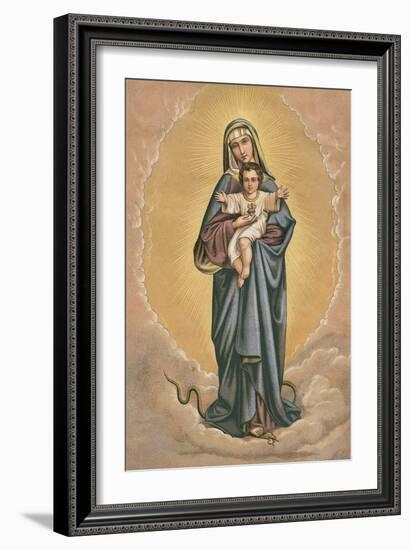 Virgin Mary and Jesus Treading on Snake-null-Framed Art Print