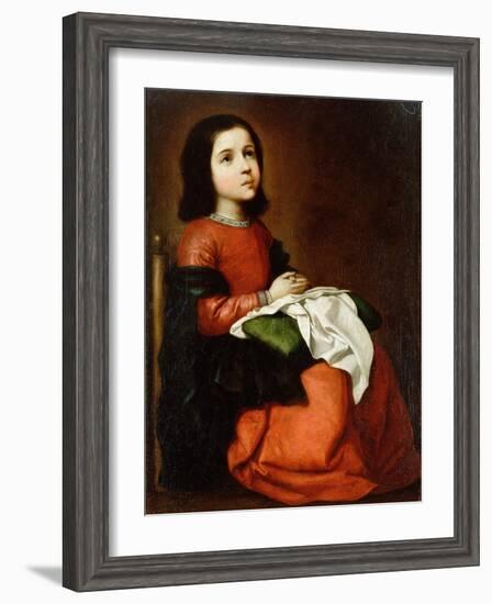 Virgin Mary as a Child-Francisco de Zurbaran-Framed Premium Giclee Print