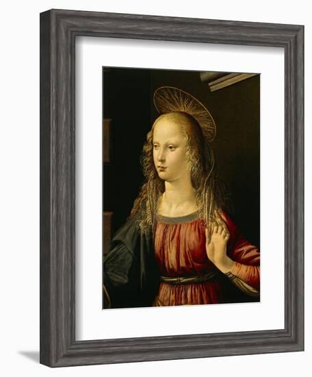 Virgin Mary, Detail from Annunciation, 1472-1475-Leonardo da Vinci-Framed Giclee Print